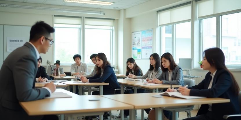 View of Hanseo Language Institute's main classroom with instructor and students